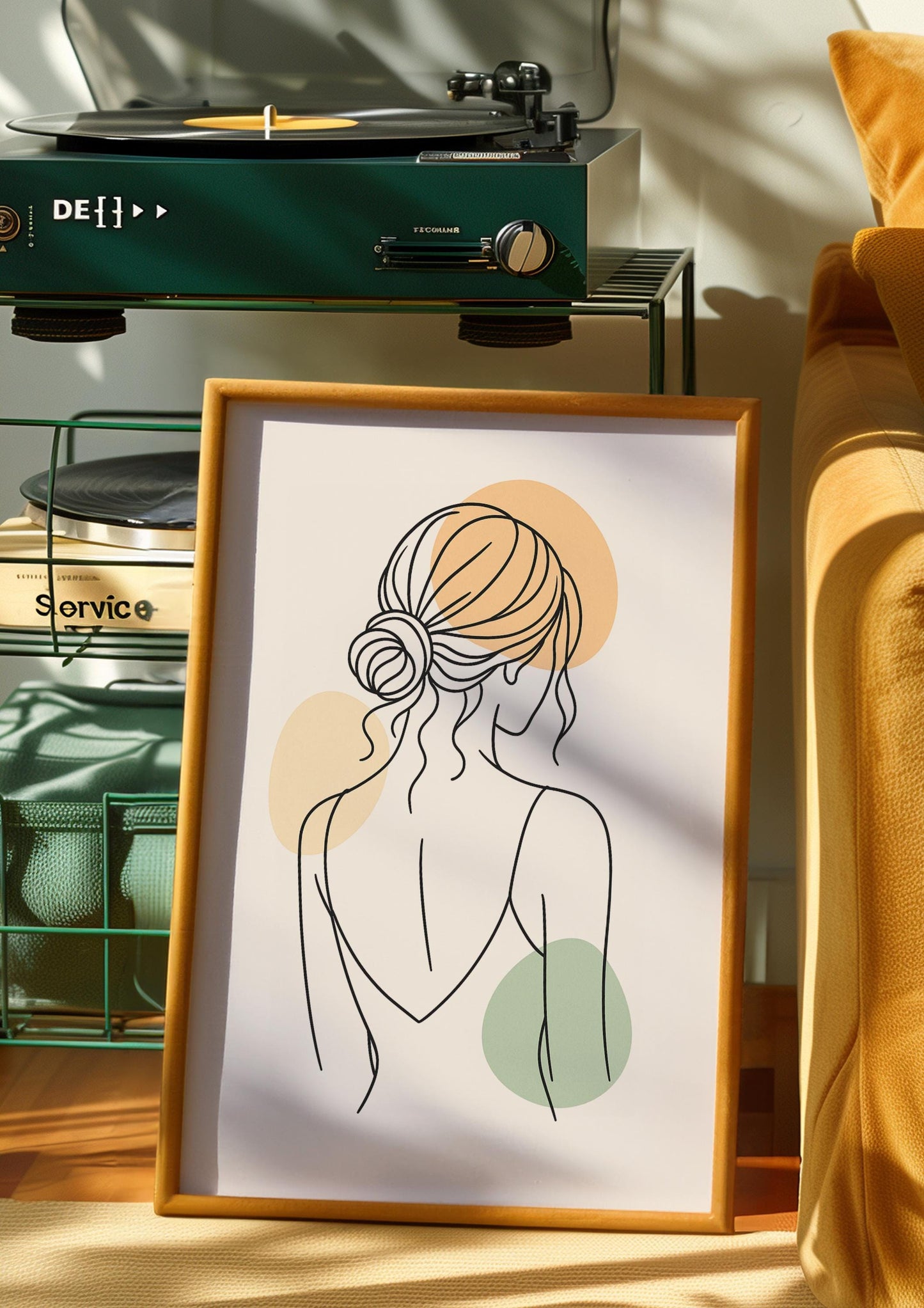 Affiche digitale line art femme dos nu | Poster minimaliste à imprimer | Art mural bohème chic | Déco mur salon chambre bureau | Pastel vibe