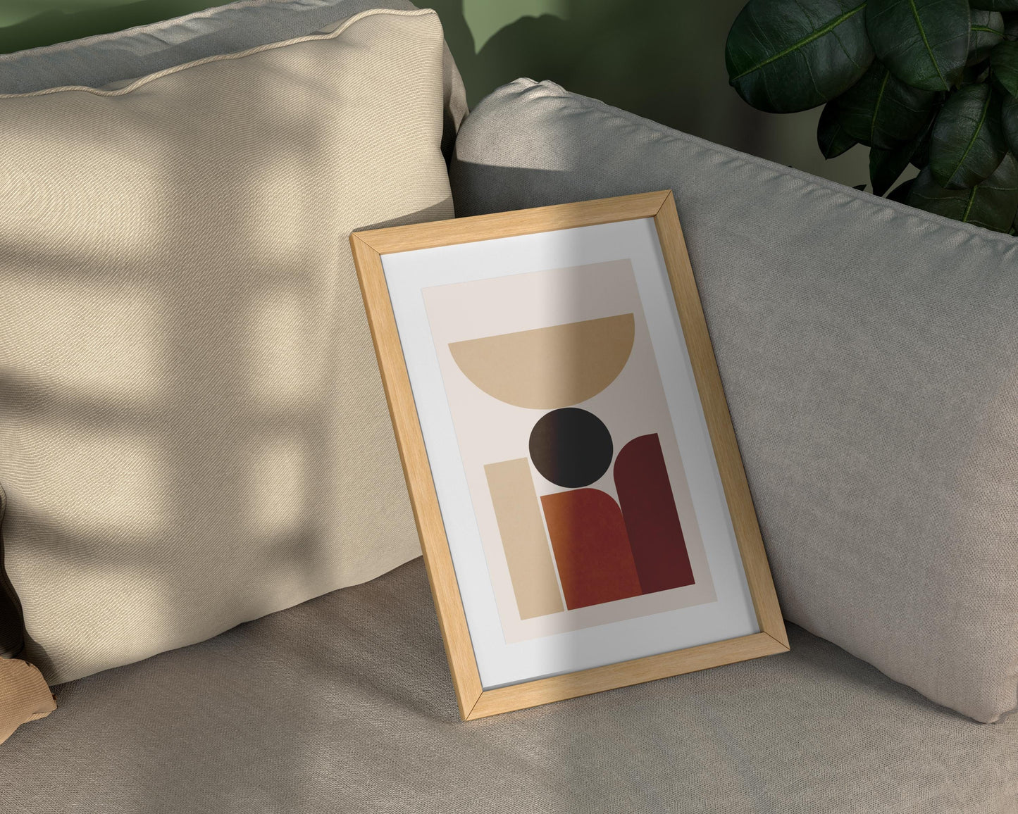 Affiche Murale Abstraite Géométrique – Poster Digital Terracotta et Beige Minimaliste – Art Moderne à Imprimer pour Salon, Chambre ou Bureau