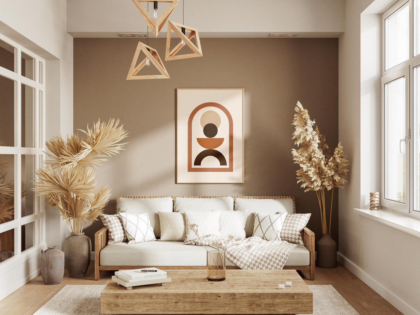 Affiche Abstraite Arche Géométrique – Art Minimaliste Terracotta à Imprimer – Poster Moderne à Empiler pour Déco Murale Salon ou Bureau