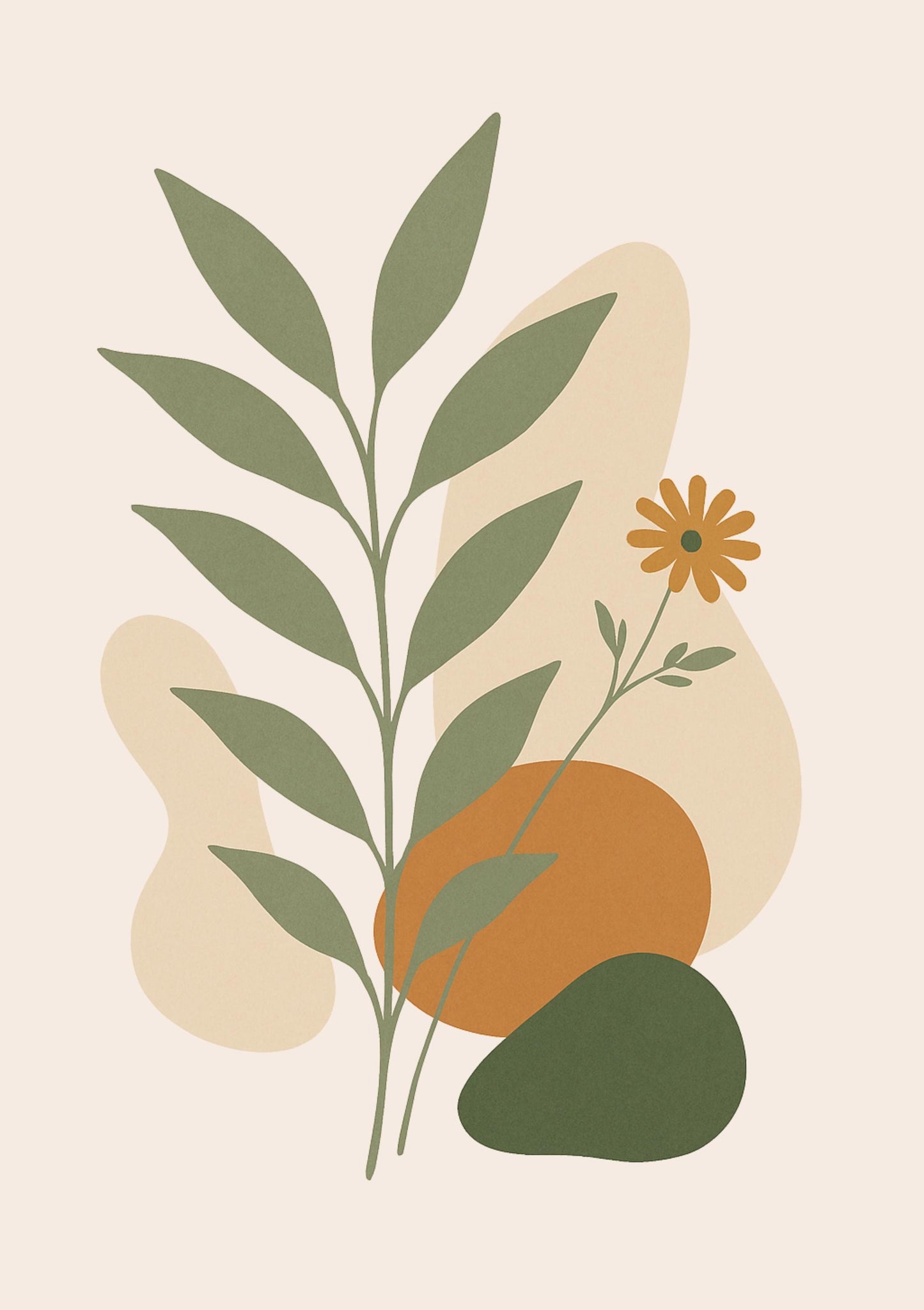Poster Botanique Minimaliste | Affiche Murale Digitale Plante Verte | Art Nature Abstrait | Téléchargement Instantané | Ambiance Boho Cosy