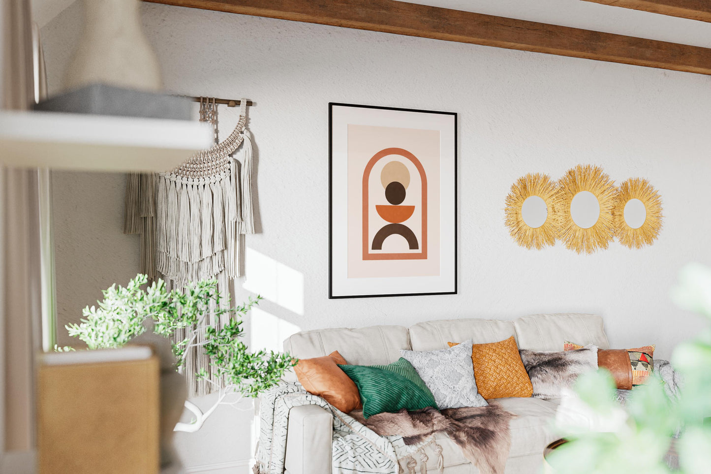 Affiche Abstraite Arche Géométrique – Art Minimaliste Terracotta à Imprimer – Poster Moderne à Empiler pour Déco Murale Salon ou Bureau