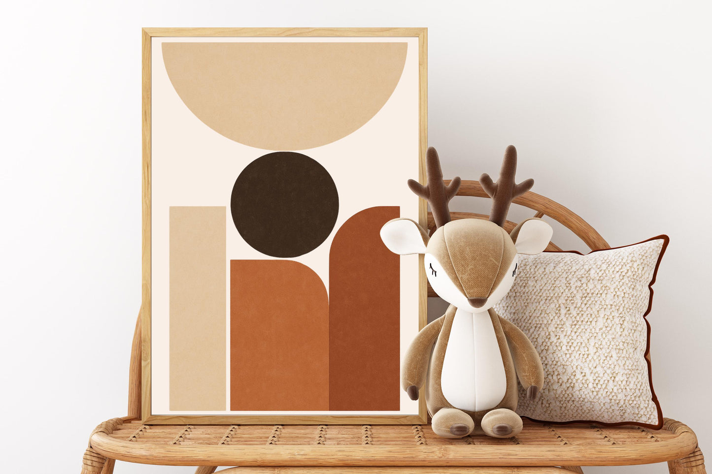 Affiche Murale Abstraite Géométrique – Poster Digital Terracotta et Beige Minimaliste – Art Moderne à Imprimer pour Salon, Chambre ou Bureau