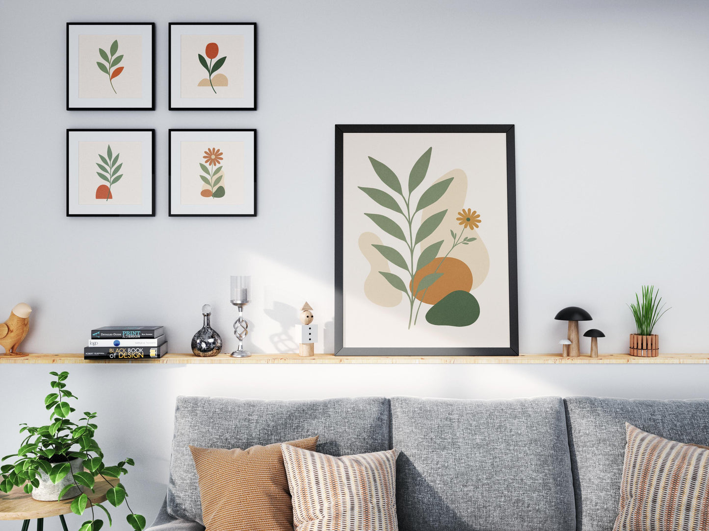 Poster Botanique Minimaliste | Affiche Murale Digitale Plante Verte | Art Nature Abstrait | Téléchargement Instantané | Ambiance Boho Cosy