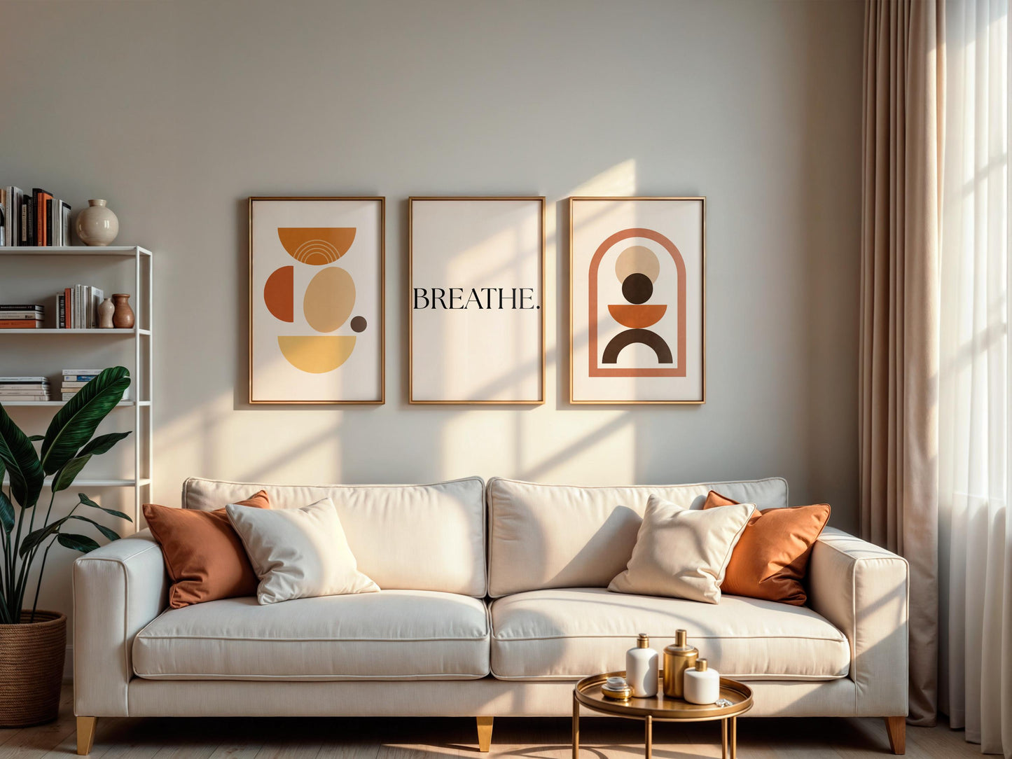 Affiche Abstraite Arche Géométrique – Art Minimaliste Terracotta à Imprimer – Poster Moderne à Empiler pour Déco Murale Salon ou Bureau