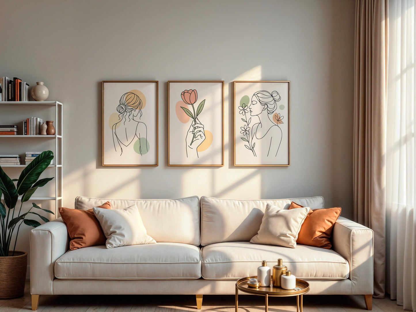 Affiche digitale line art femme dos nu | Poster minimaliste à imprimer | Art mural bohème chic | Déco mur salon chambre bureau | Pastel vibe