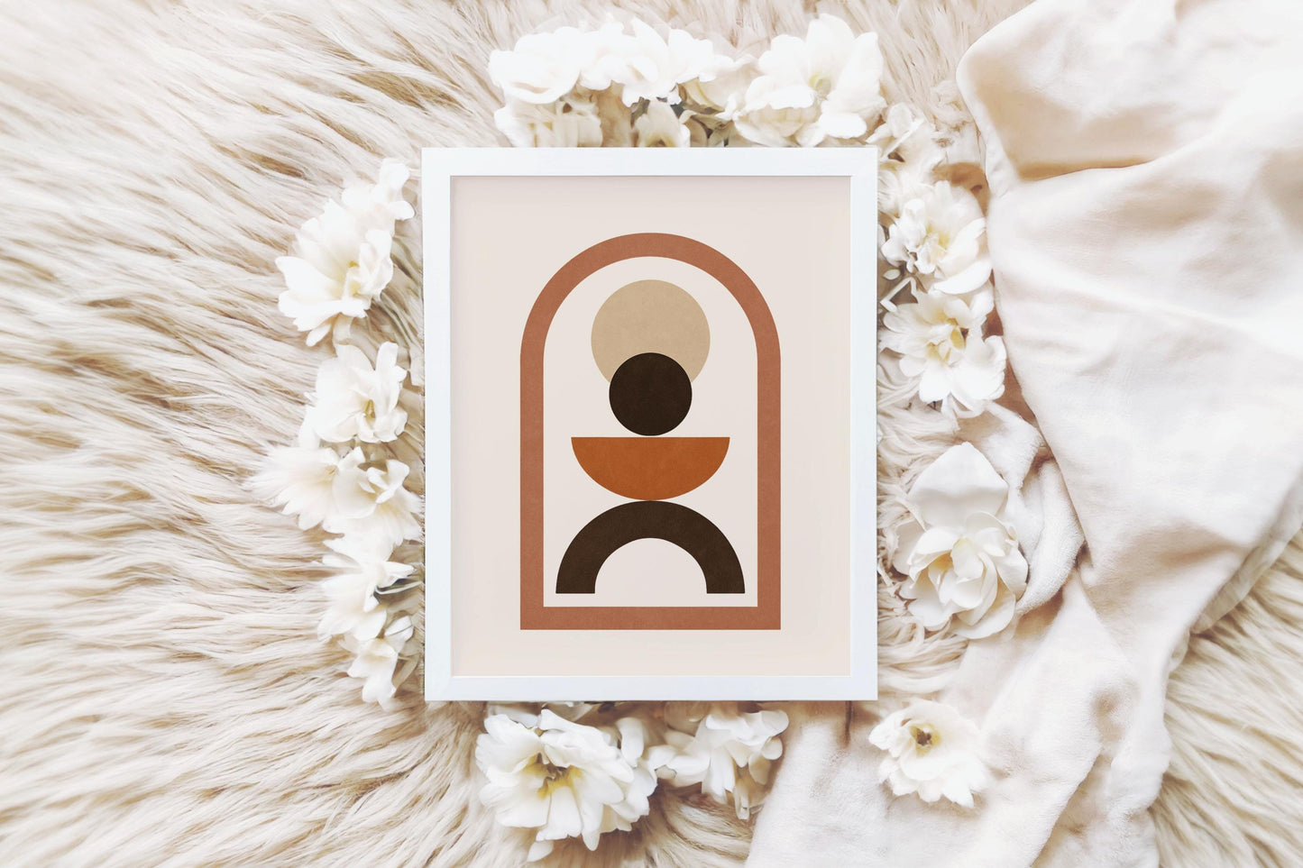 Affiche Abstraite Arche Géométrique – Art Minimaliste Terracotta à Imprimer – Poster Moderne à Empiler pour Déco Murale Salon ou Bureau