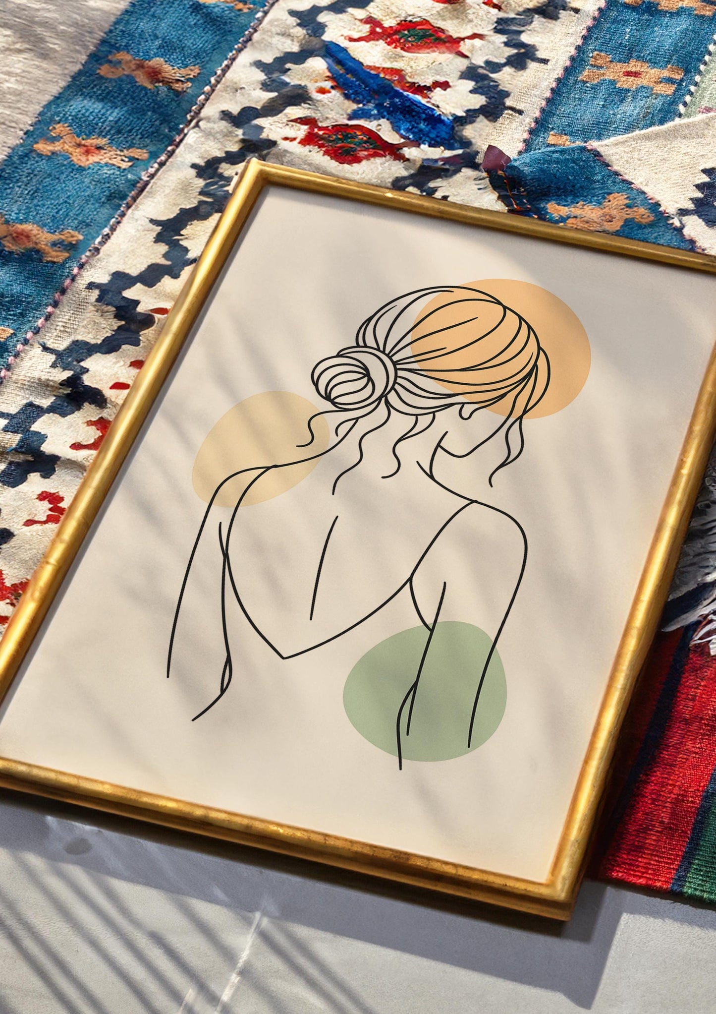 Affiche digitale line art femme dos nu | Poster minimaliste à imprimer | Art mural bohème chic | Déco mur salon chambre bureau | Pastel vibe