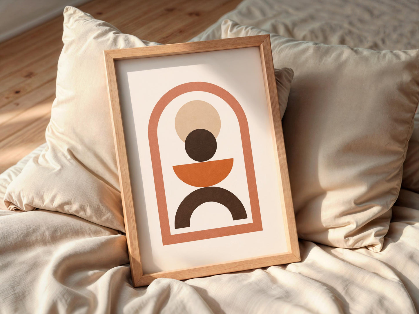 Affiche Abstraite Arche Géométrique – Art Minimaliste Terracotta à Imprimer – Poster Moderne à Empiler pour Déco Murale Salon ou Bureau