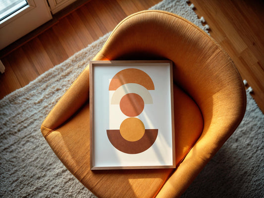 Affiche Abstraite Géométrique à Imprimer – Poster Terracotta Ocre Brun Minimaliste – Art Mural Vintage pour Déco Salon ou Bureau