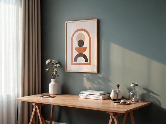 Affiche Abstraite Arche Géométrique – Art Minimaliste Terracotta à Imprimer – Poster Moderne à Empiler pour Déco Murale Salon ou Bureau