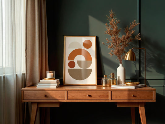 Affiche Abstraite Terracotta et Beige – Poster Géométrique Minimaliste à Imprimer – Art Mural Vintage Moderne Déco Intérieure Salon / Bureau